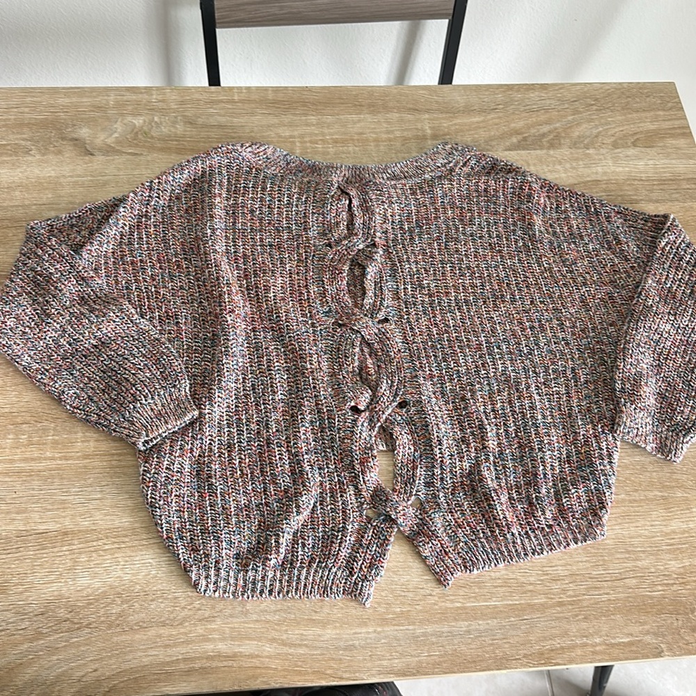 Express Multicolor Cable Knit Cutout Sweater - image 6